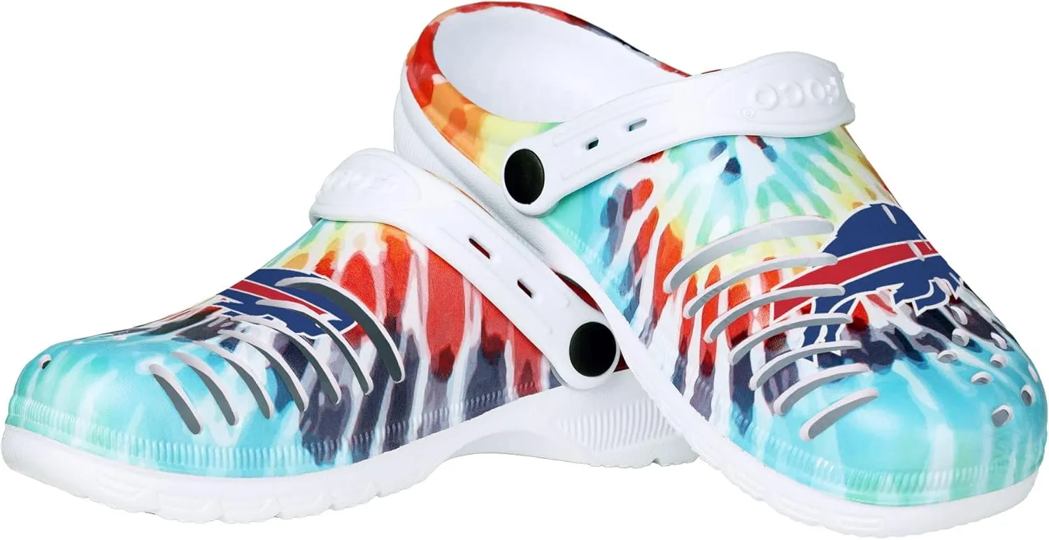 FOCO Women's NFL Team Logo Tie-dye Garden Water Sandals Shoes Slipper Clogs with Strap