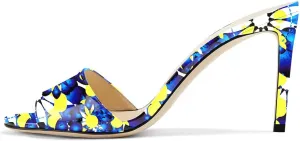FSJ Women Casual Peep Toe Mule Sandals Stiletto High Heels Party Evening Shoe Size 4-15 M US