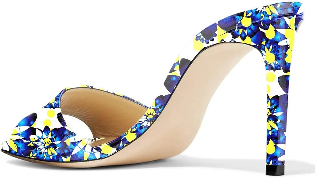 FSJ Women Casual Peep Toe Mule Sandals Stiletto High Heels Party Evening Shoe Size 4-15 M US