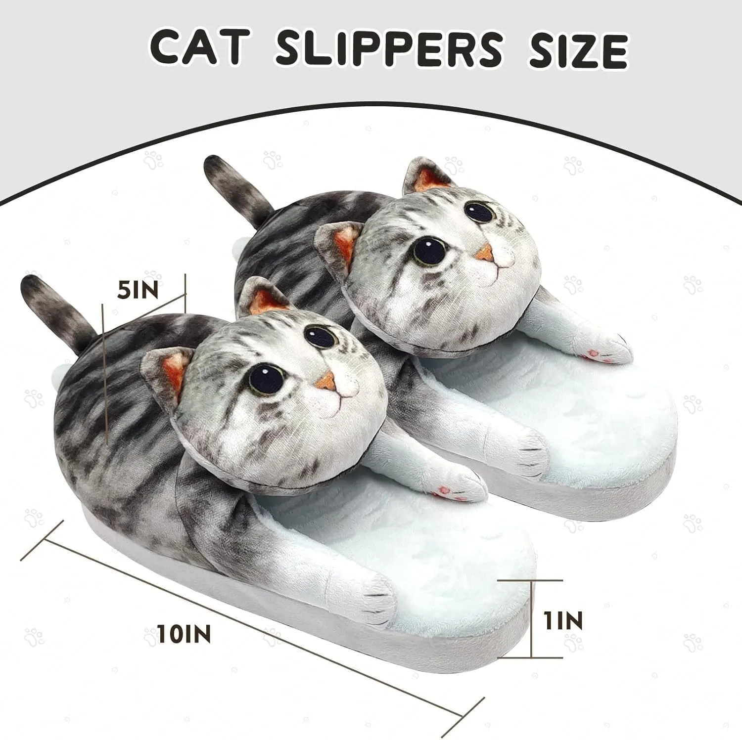 Funny Cat Slippers for Women,Fuzzy Animal Indoor House Shoes with Soft Memory Foam,Comfy Plush Warm Slip-on Slippers,Cat Gifts for Cat Lover
