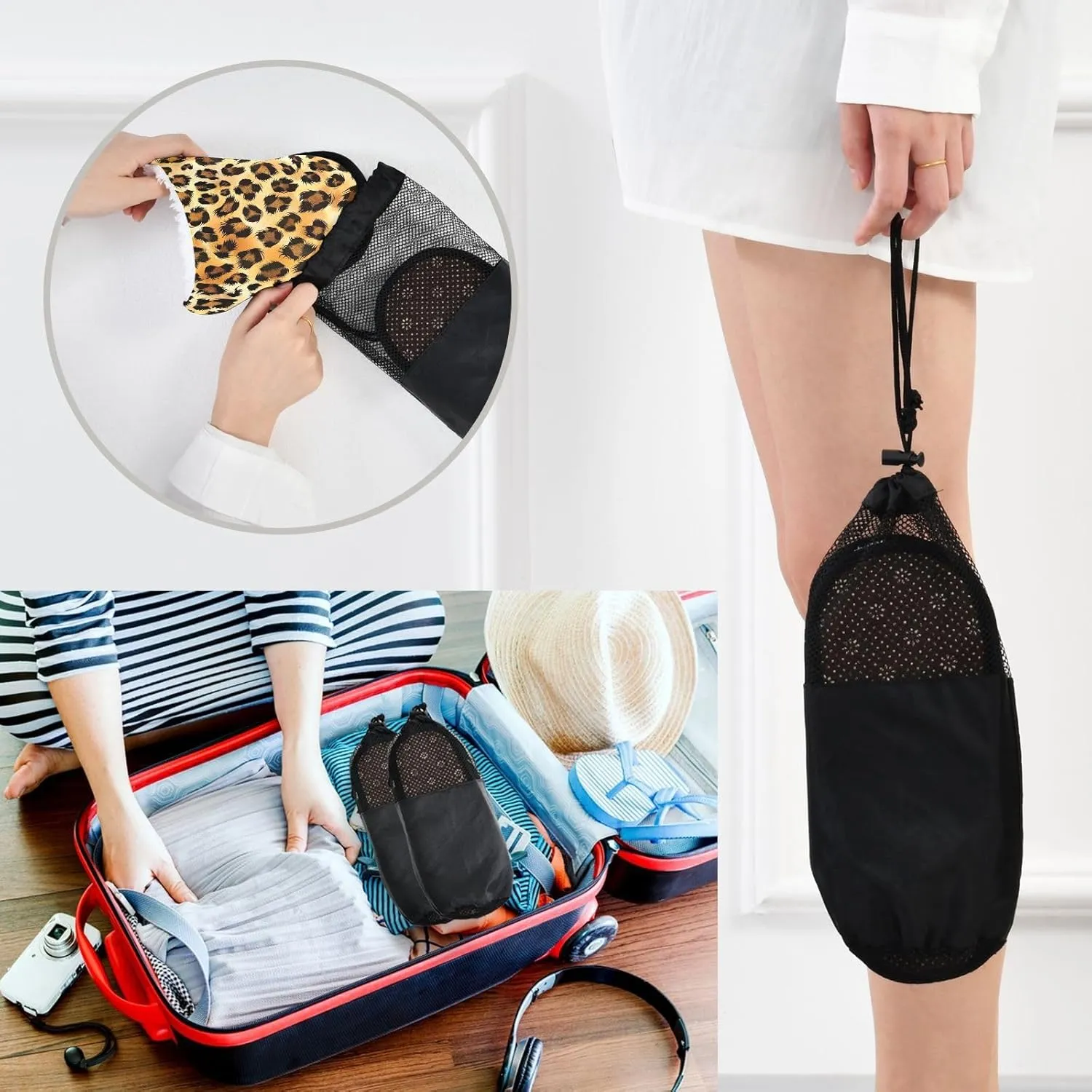 Furry Leopard Skin Print Plush Slippers for Women Men Warm Comfortable Travel Spa Slipper Non-slip House Shoes