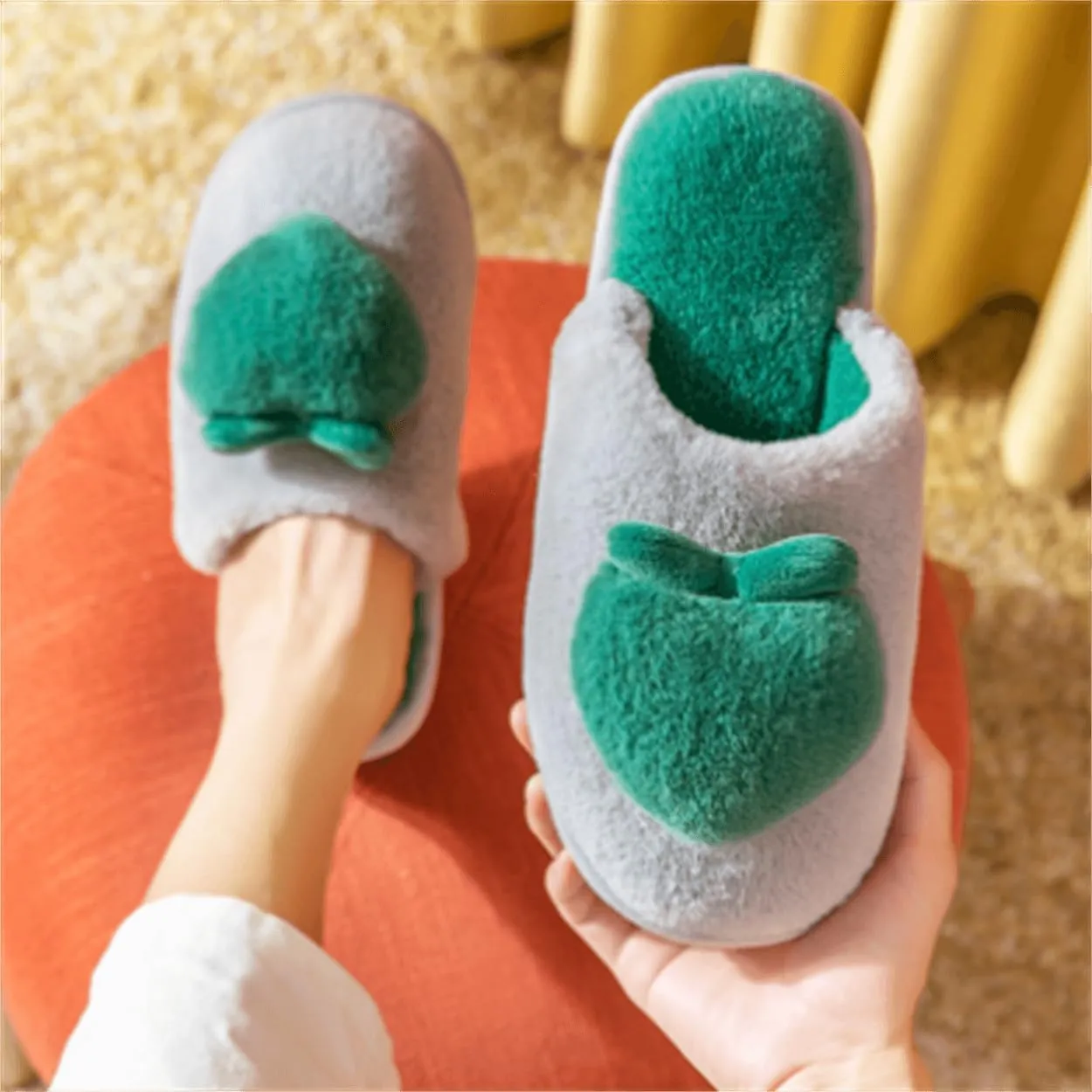 Fuzzy Slipper Winter Fluffy Slippers Peach Cute Slippers For Women Comfortable Warm House Shoes Slippers