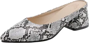 Gicoiz Snakeskin Mule Women Pointed Toe Block Heel Slipper