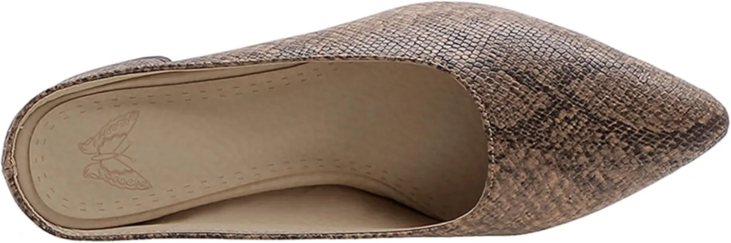 Gicoiz Snakeskin Mule Women Pointed Toe Block Heel Slipper