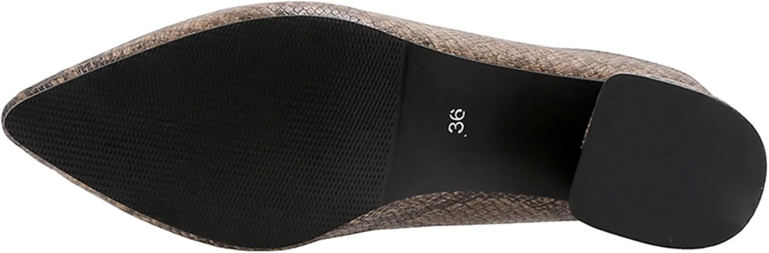 Gicoiz Snakeskin Mule Women Pointed Toe Block Heel Slipper