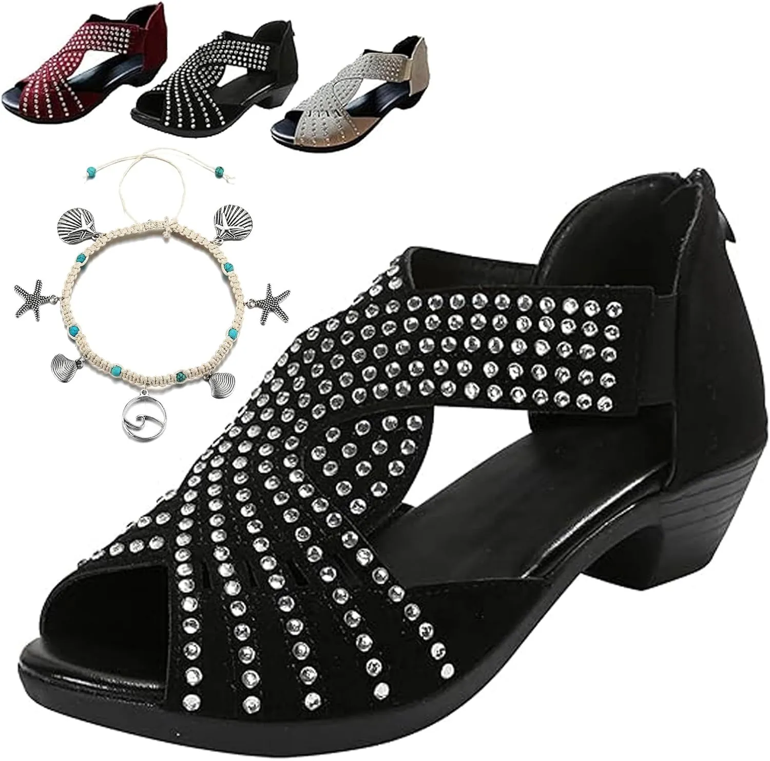 GlowStep Orthopedic Low Heel Cut-Out Sandals,Glowsteps Orthopedic Low Heel Cut-Out Sandals,Arch Support, Non-Slip Shoes