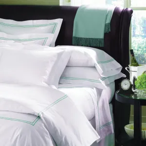 Grande Hotel by Sferra - King Flat Sheet 114x114 (White/Aqua)