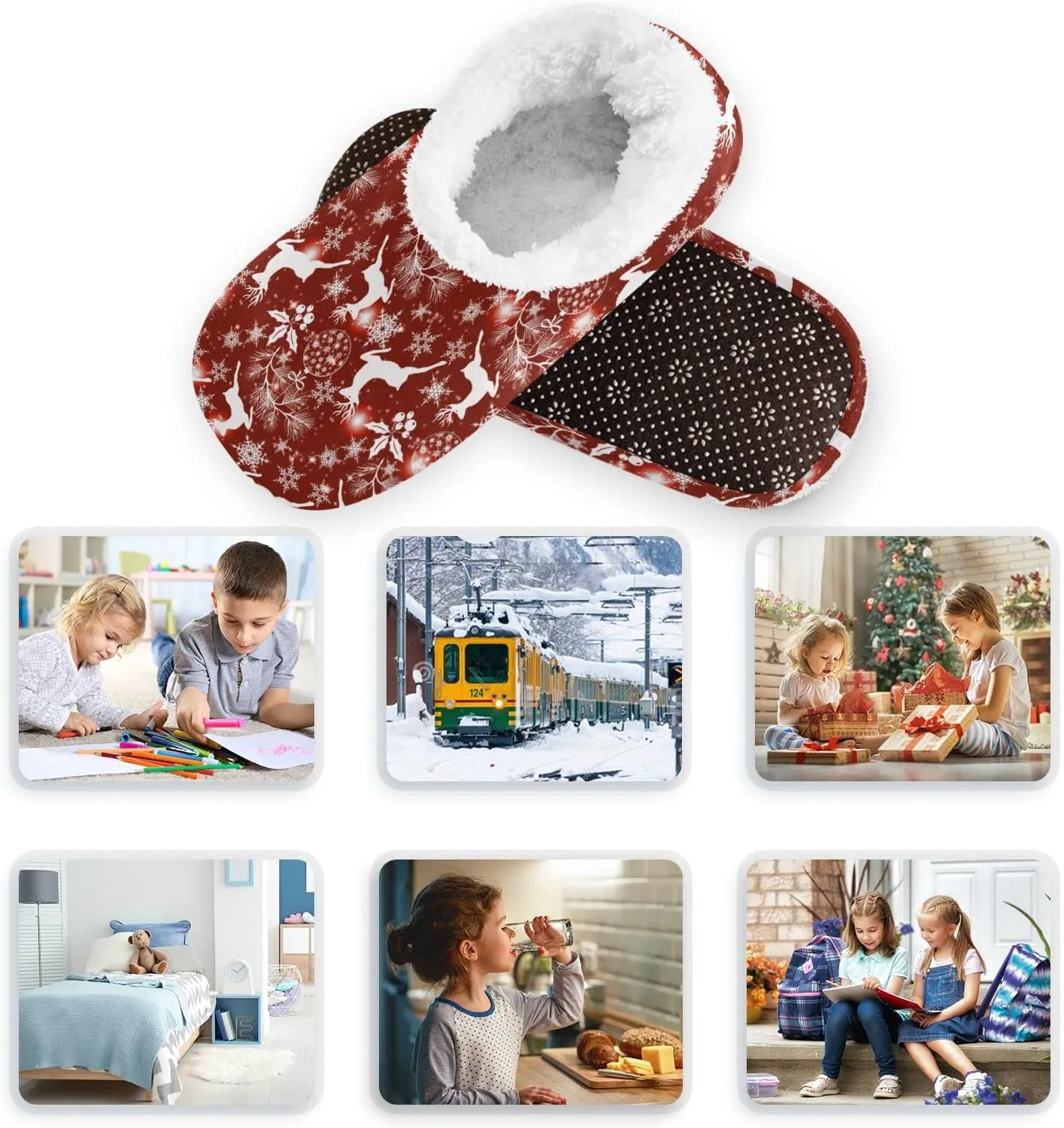 Gredecor Boys Girls Toddler Slippers Home House Slippers Warm Fur Non Slip Plush Indoor Slipper Socks for Kids¡­