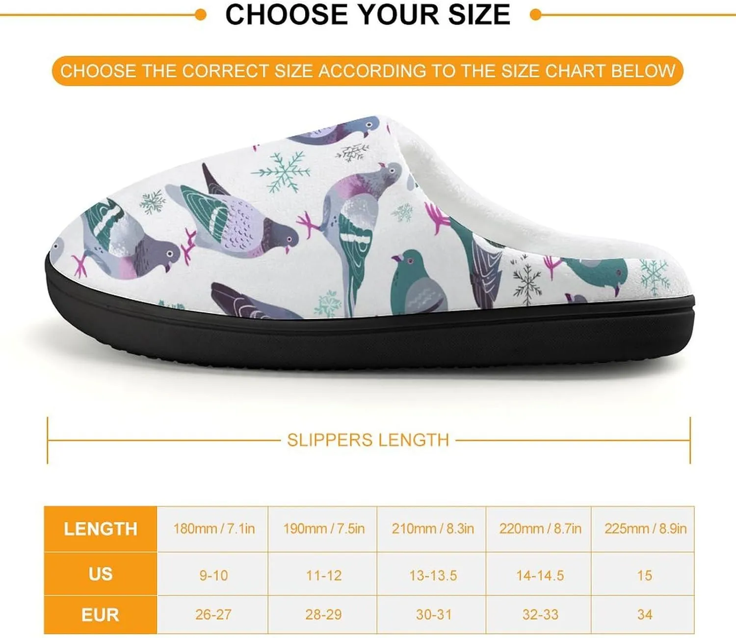 Grey Pigeons Cute Cotton Slippers Anti-slip House Shoe Slipper Indoor Outdoor