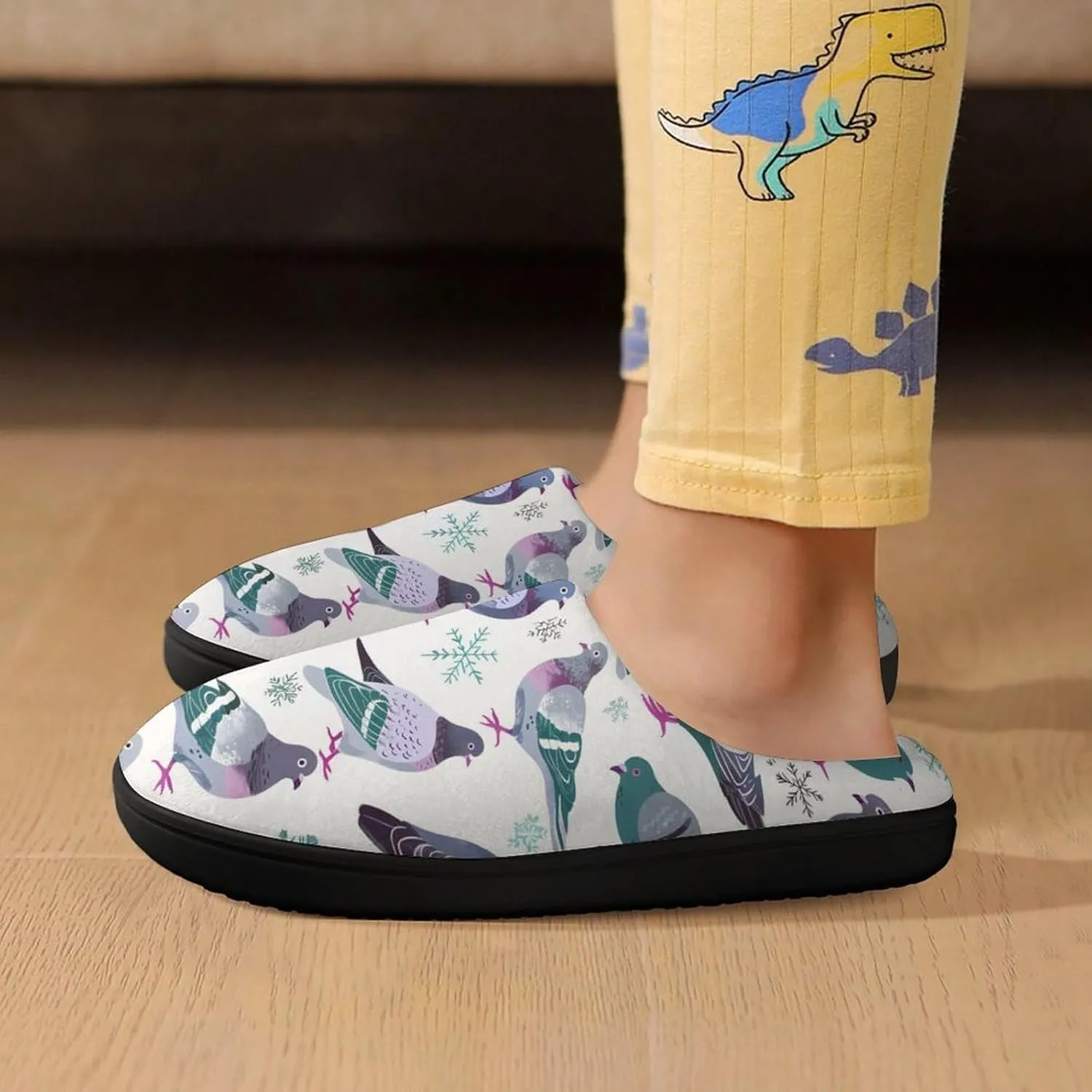 Grey Pigeons Cute Cotton Slippers Anti-slip House Shoe Slipper Indoor Outdoor