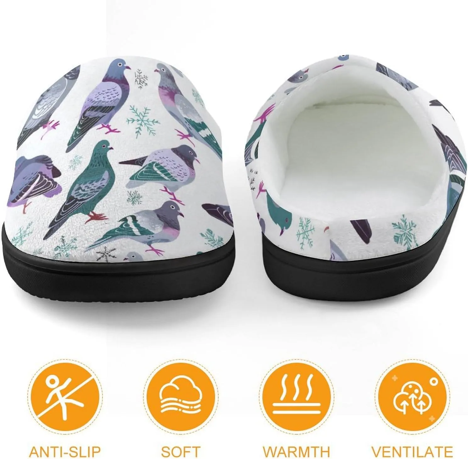 Grey Pigeons Cute Cotton Slippers Anti-slip House Shoe Slipper Indoor Outdoor