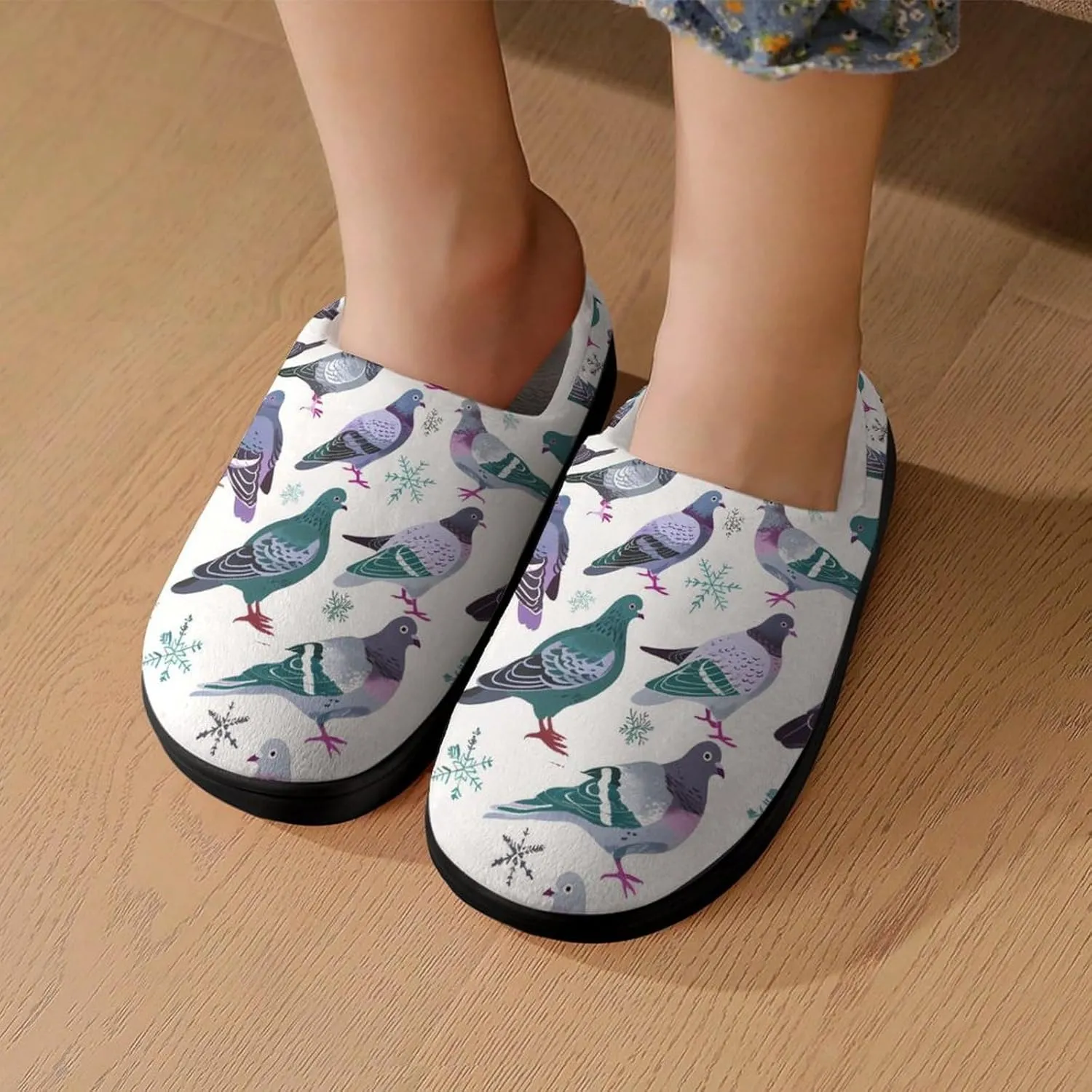 Grey Pigeons Cute Cotton Slippers Anti-slip House Shoe Slipper Indoor Outdoor