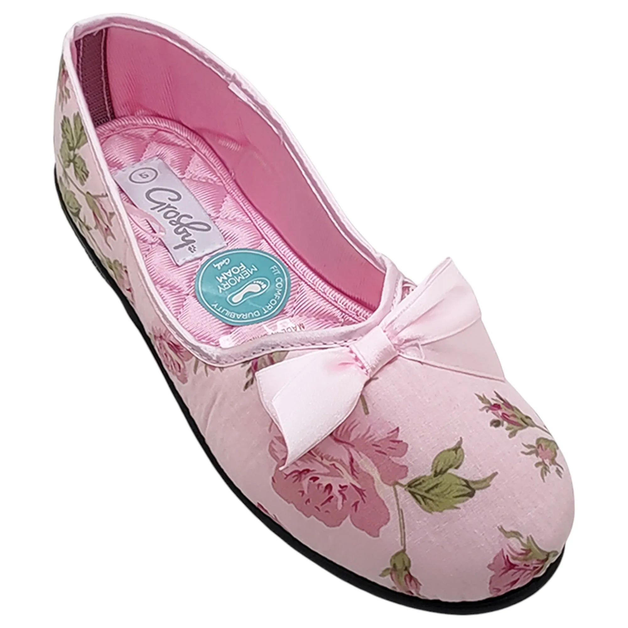 Grosby Womens Vera Comfortable Printed Slippers Pale Pink