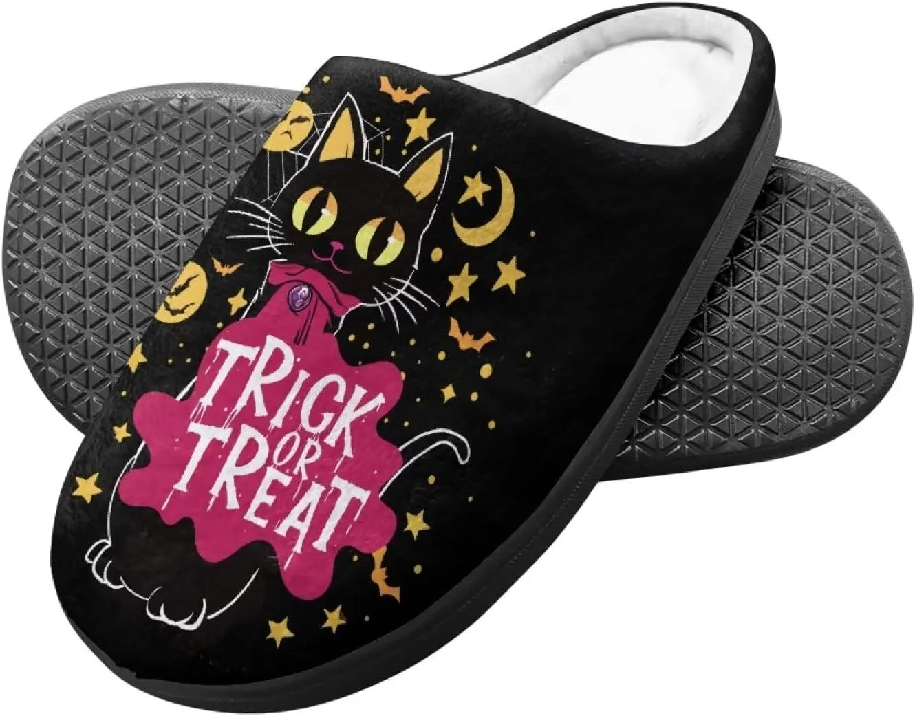 Halloween Plush Slippers for Kid Soft Slippers Floral Fluffy Fuzzy Slip-On Anti-Skid Outdoor Home Slipper for Kids