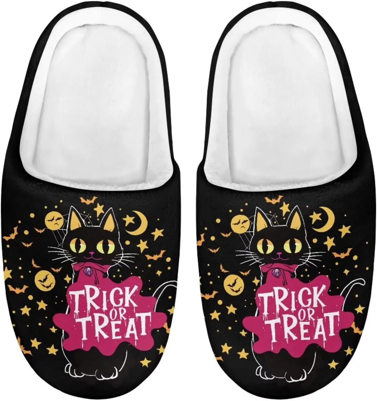 Halloween Plush Slippers for Kid Soft Slippers Floral Fluffy Fuzzy Slip-On Anti-Skid Outdoor Home Slipper for Kids