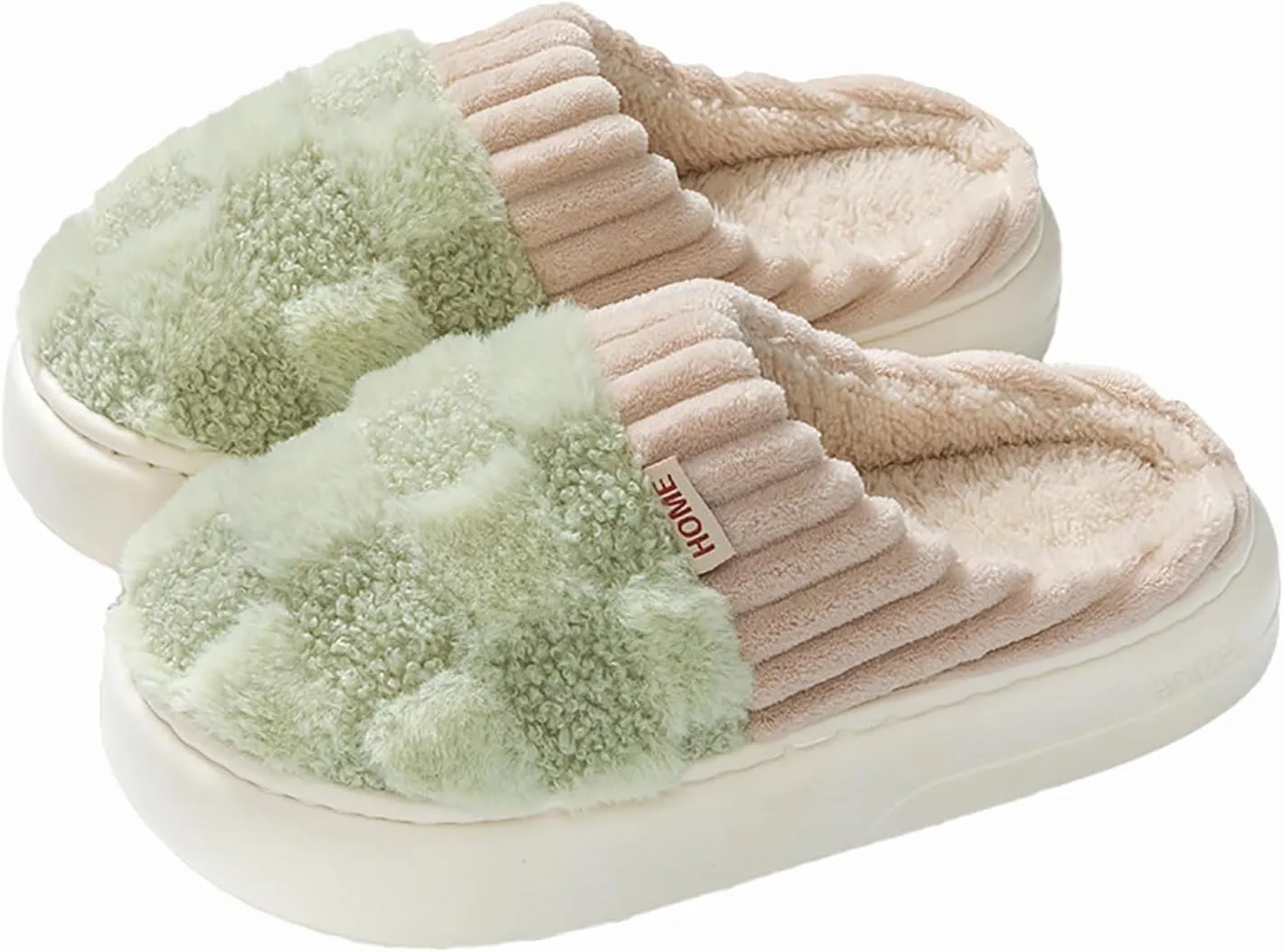 HANDKEI Cute Cartoon Flower Warm and Non slip Women's Winter Home Plush Slippers
