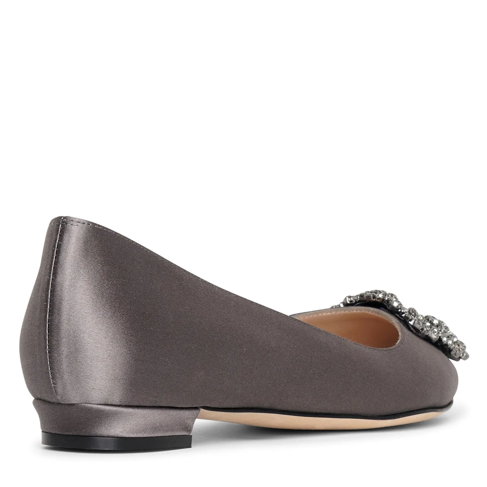 Hangisi flat grey satin ballerinas