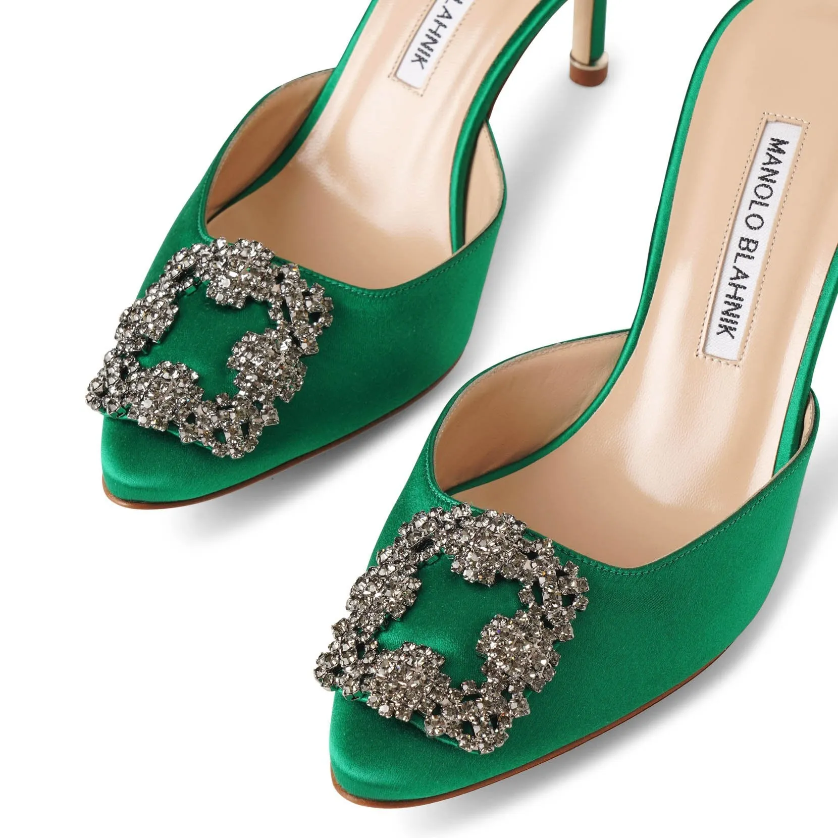 Hangisimu 70 emerald satin mules