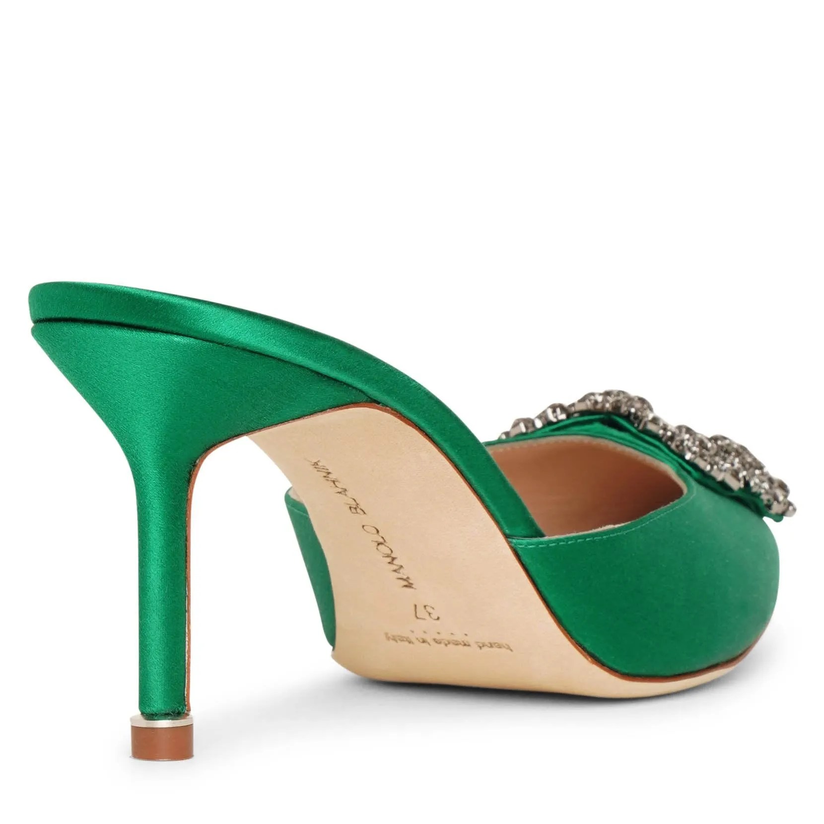 Hangisimu 70 emerald satin mules