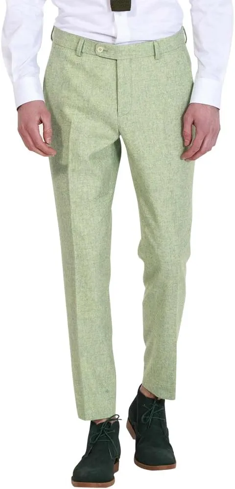 HBDesign Mens 2 Piece 1 Button Flat Collar Suits Yarn Green