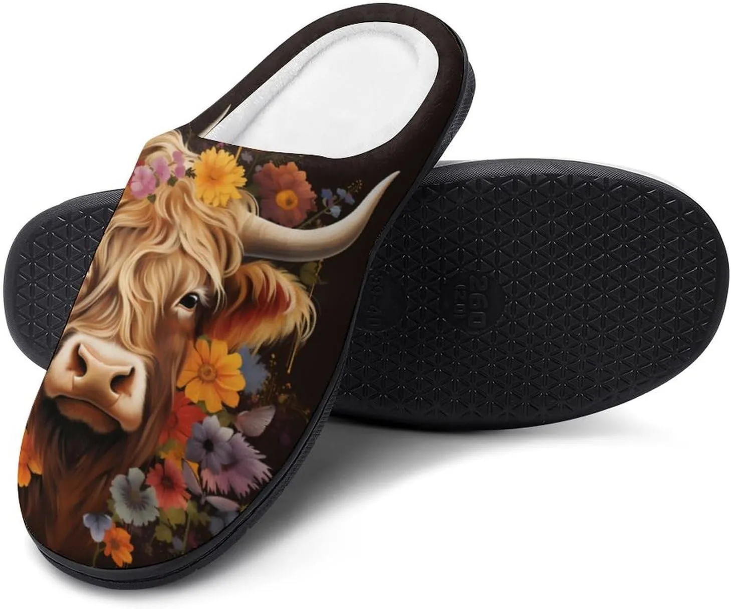 Highland Cow Women's House Slippers Warm Anti-Slip Cotton Slippers Home Shoes Indoor Outdoor