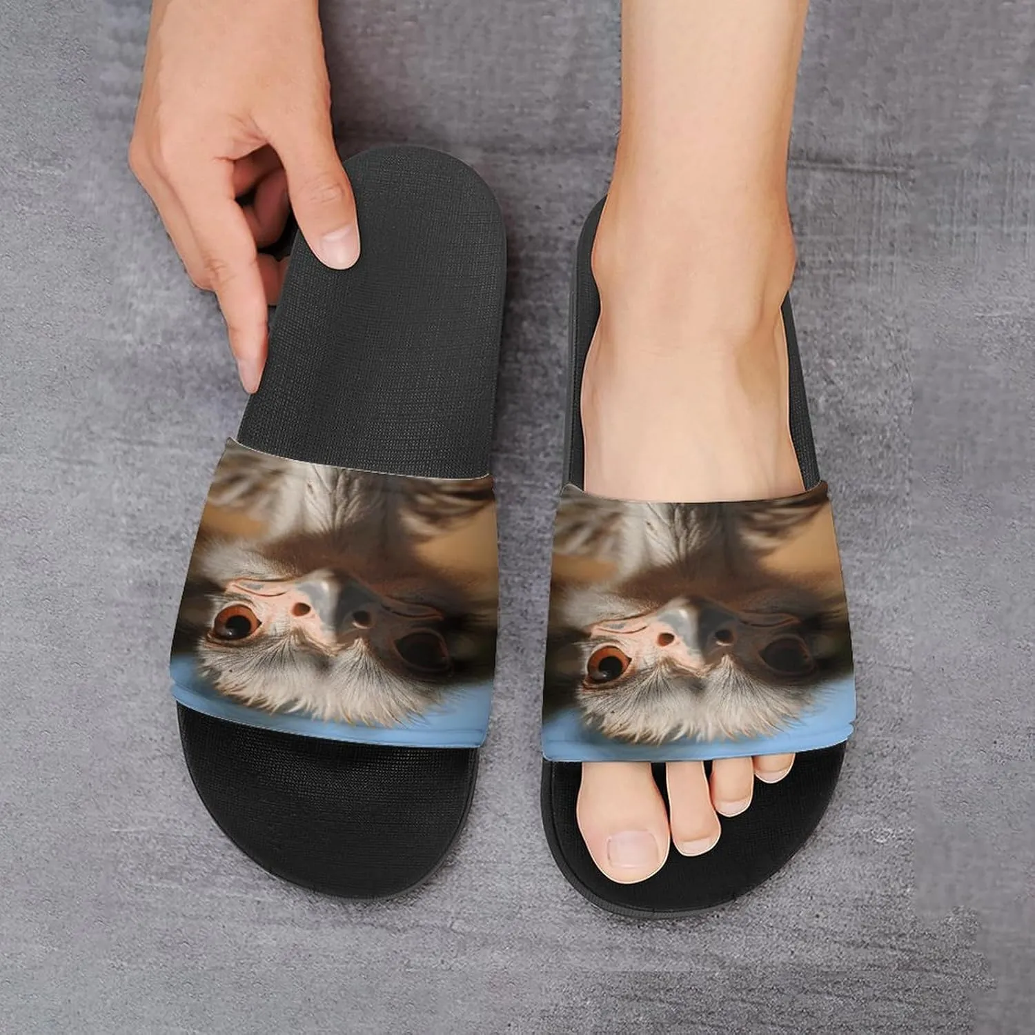 Home Slides Shower Sandals,Cute Ostrich Print Open Toe Slippers,Summer Beach Slides,Non-Slip Shower Shoes for Indoor And Outdoor