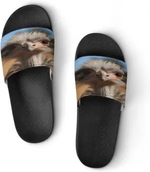 Home Slides Shower Sandals,Cute Ostrich Print Open Toe Slippers,Summer Beach Slides,Non-Slip Shower Shoes for Indoor And Outdoor