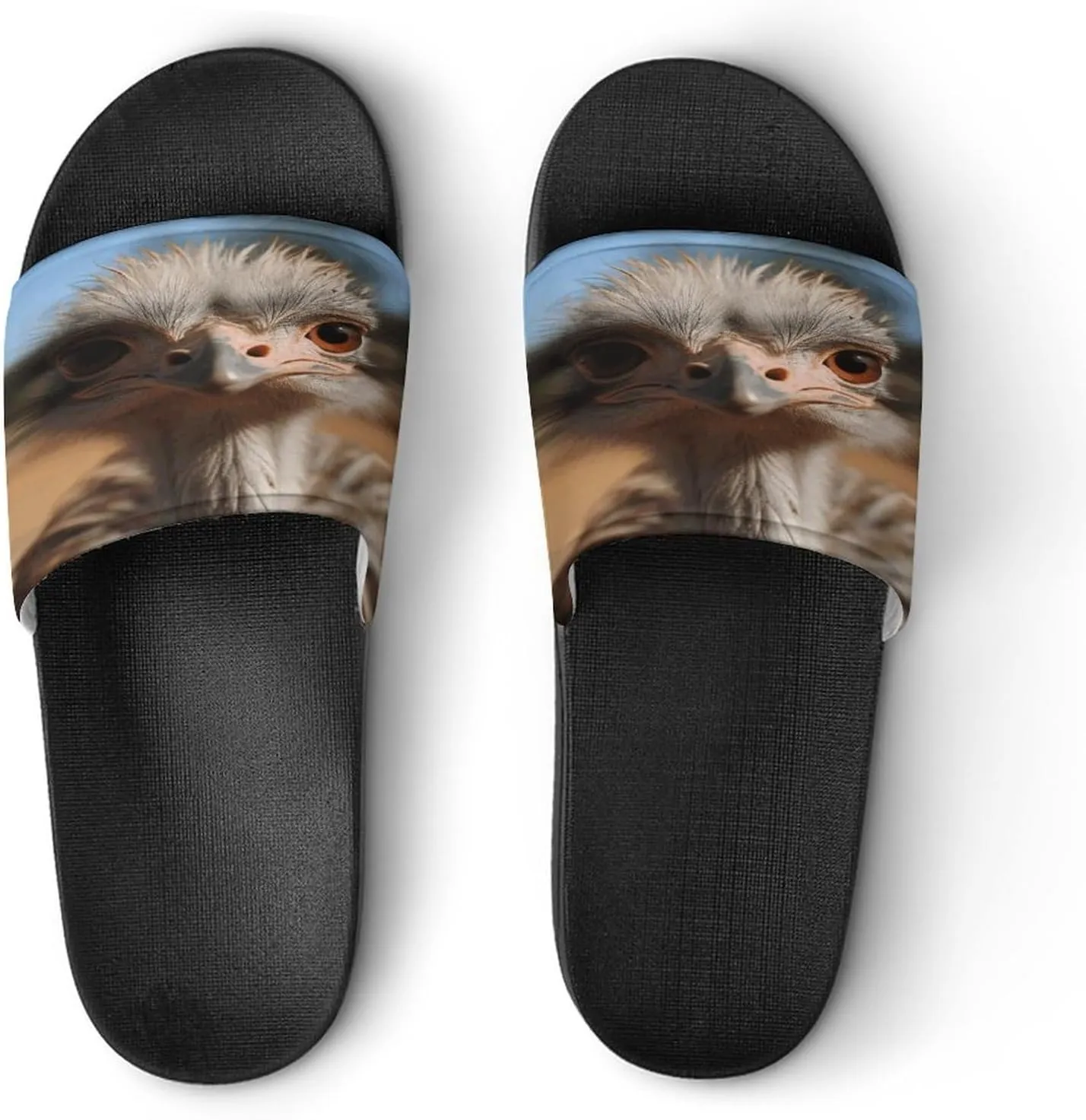 Home Slides Shower Sandals,Cute Ostrich Print Open Toe Slippers,Summer Beach Slides,Non-Slip Shower Shoes for Indoor And Outdoor