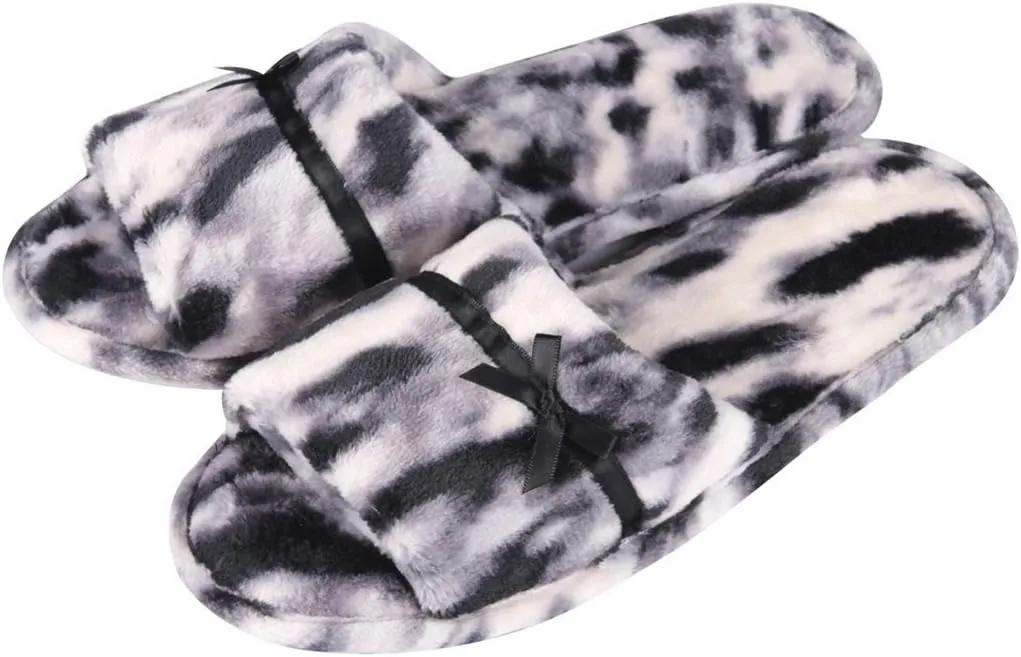 Home Slipper Open Toe Slippers Womens Soft Fuzzy Flannel Memory Foam Non-Slip Indoor Slippers