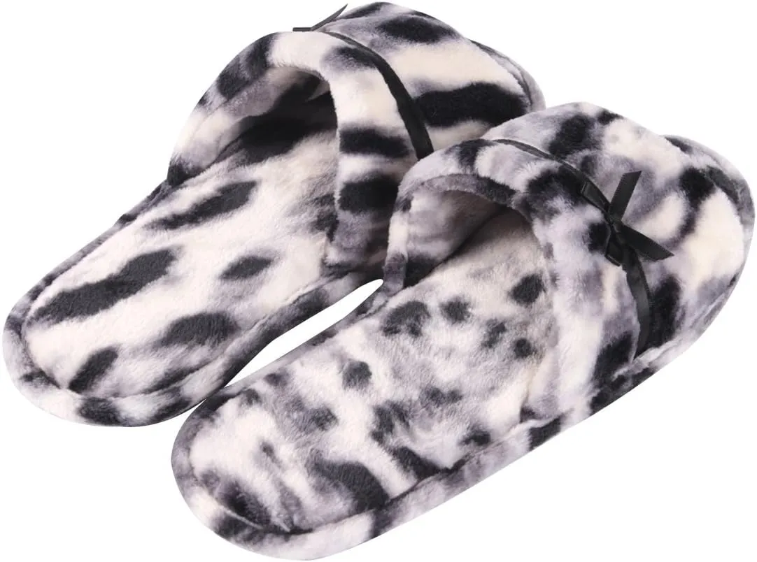 Home Slipper Open Toe Slippers Womens Soft Fuzzy Flannel Memory Foam Non-Slip Indoor Slippers