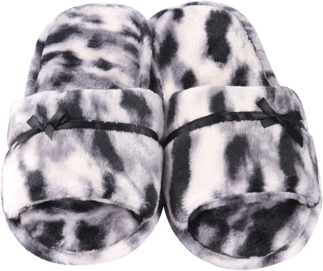 Home Slipper Open Toe Slippers Womens Soft Fuzzy Flannel Memory Foam Non-Slip Indoor Slippers
