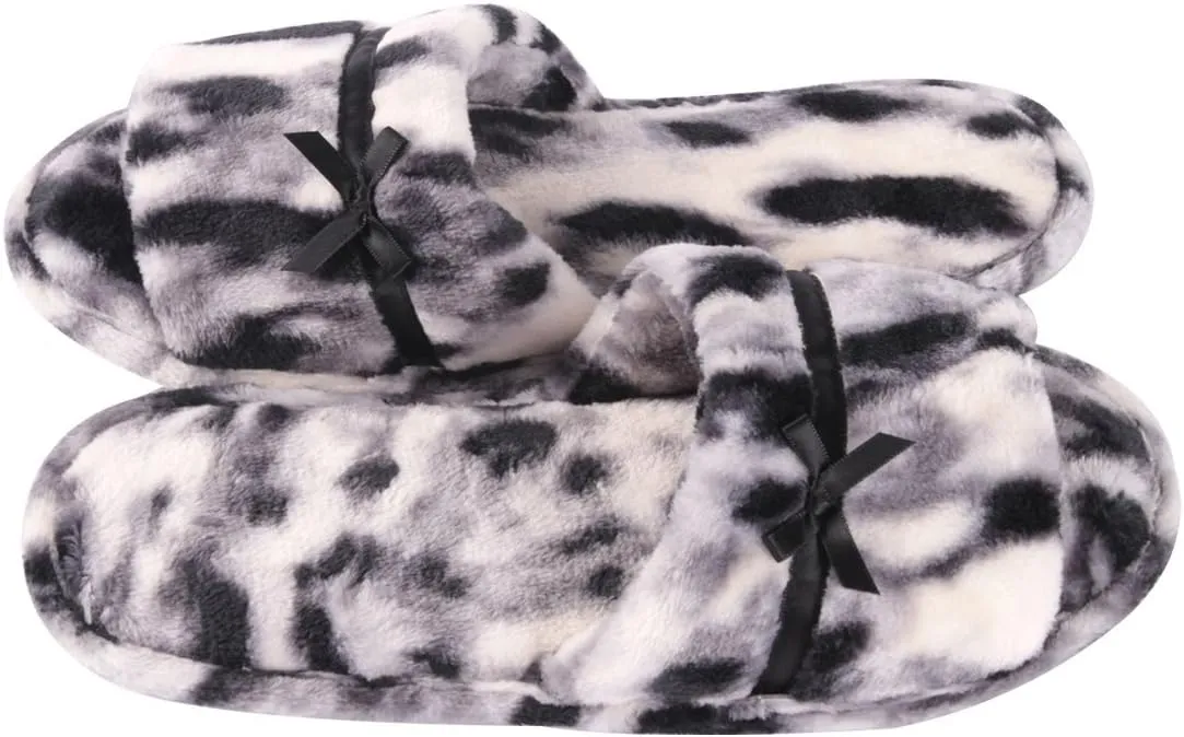 Home Slipper Open Toe Slippers Womens Soft Fuzzy Flannel Memory Foam Non-Slip Indoor Slippers