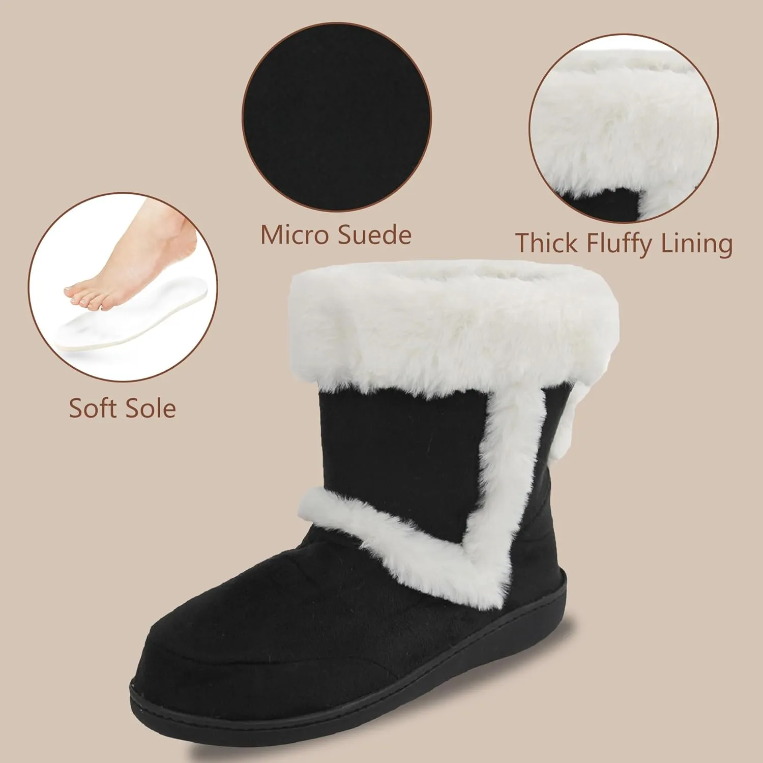 Home Slipper Women's Winter Warm Memory Foam Indoor House Slippers Boots