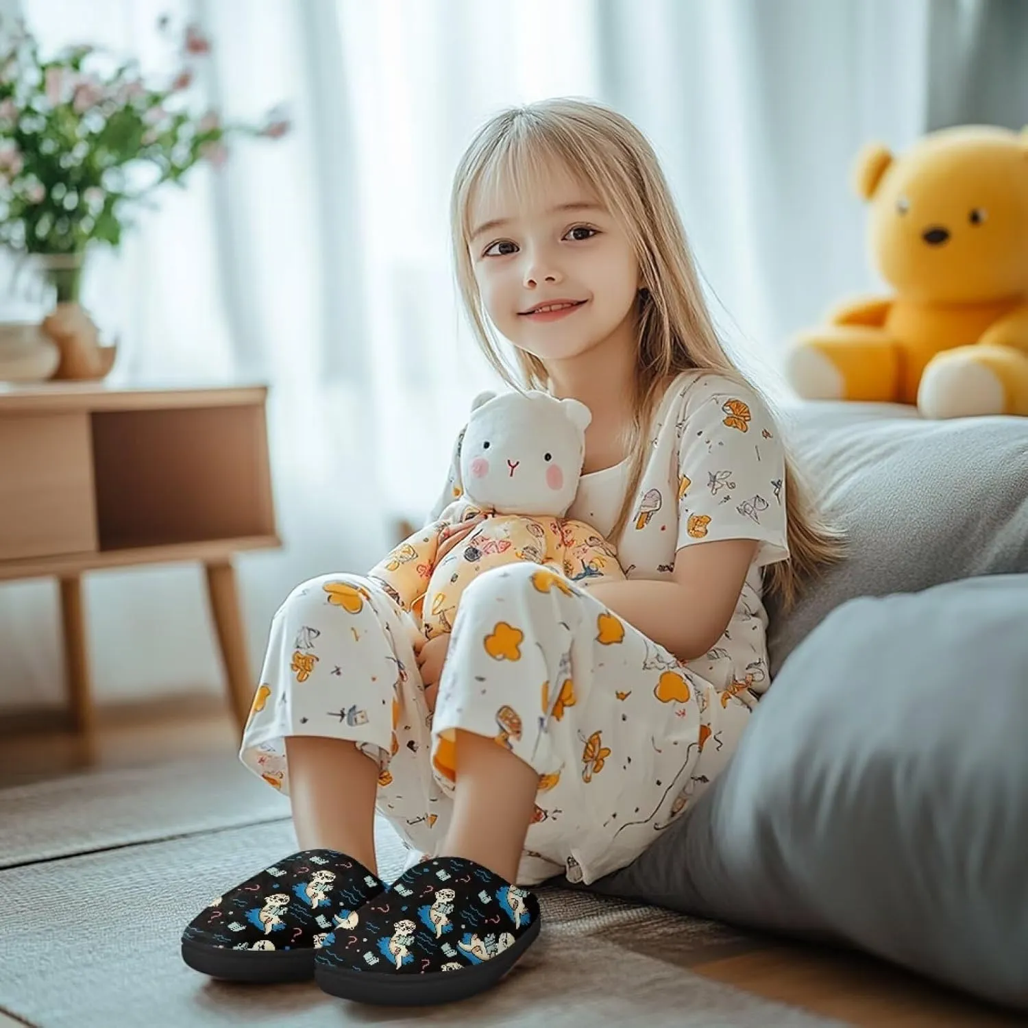 Home Slippers for Kids Non Slip House Slippers for Boys Girls, Warm Soft Fuzzy Slippers for Indoor Outdoor