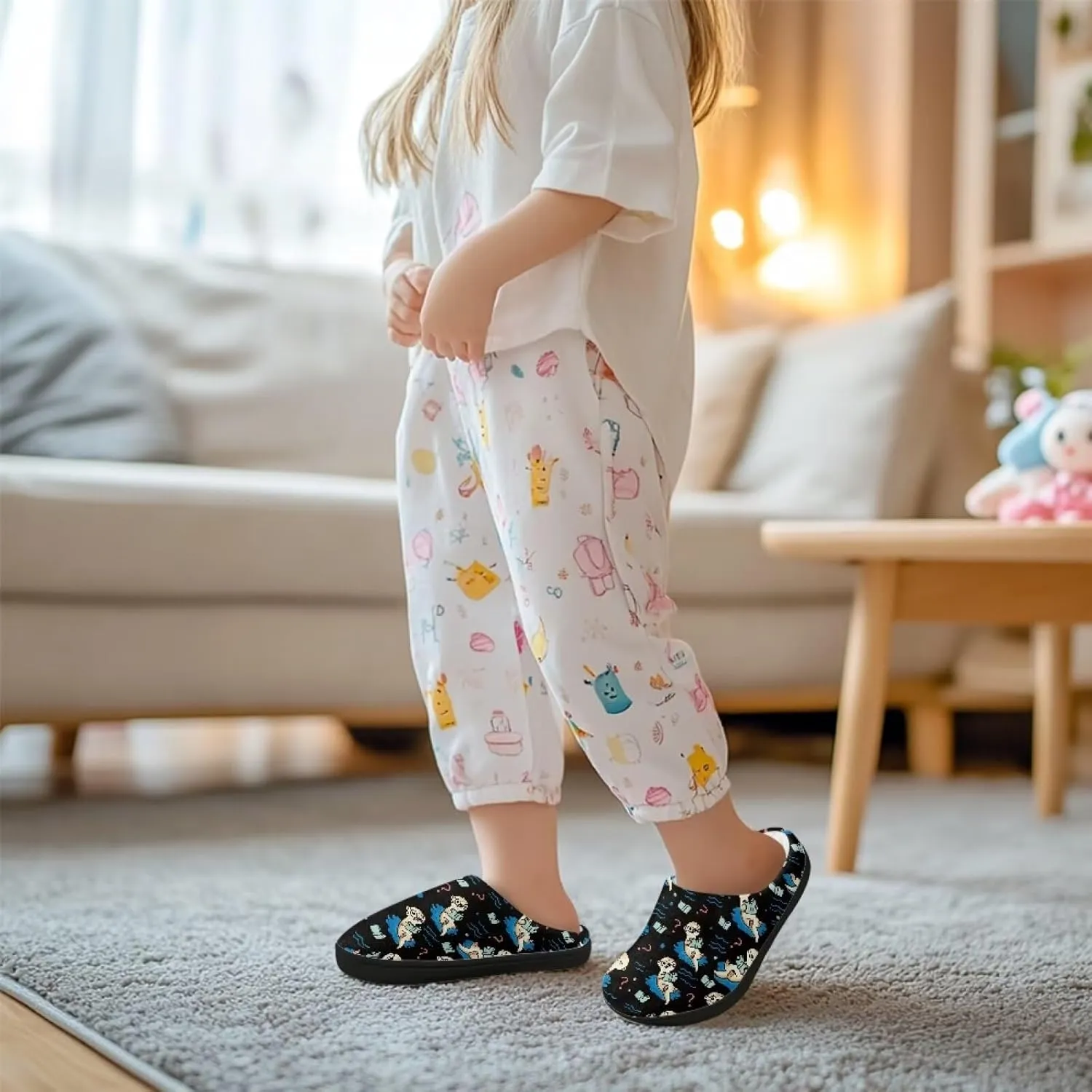 Home Slippers for Kids Non Slip House Slippers for Boys Girls, Warm Soft Fuzzy Slippers for Indoor Outdoor