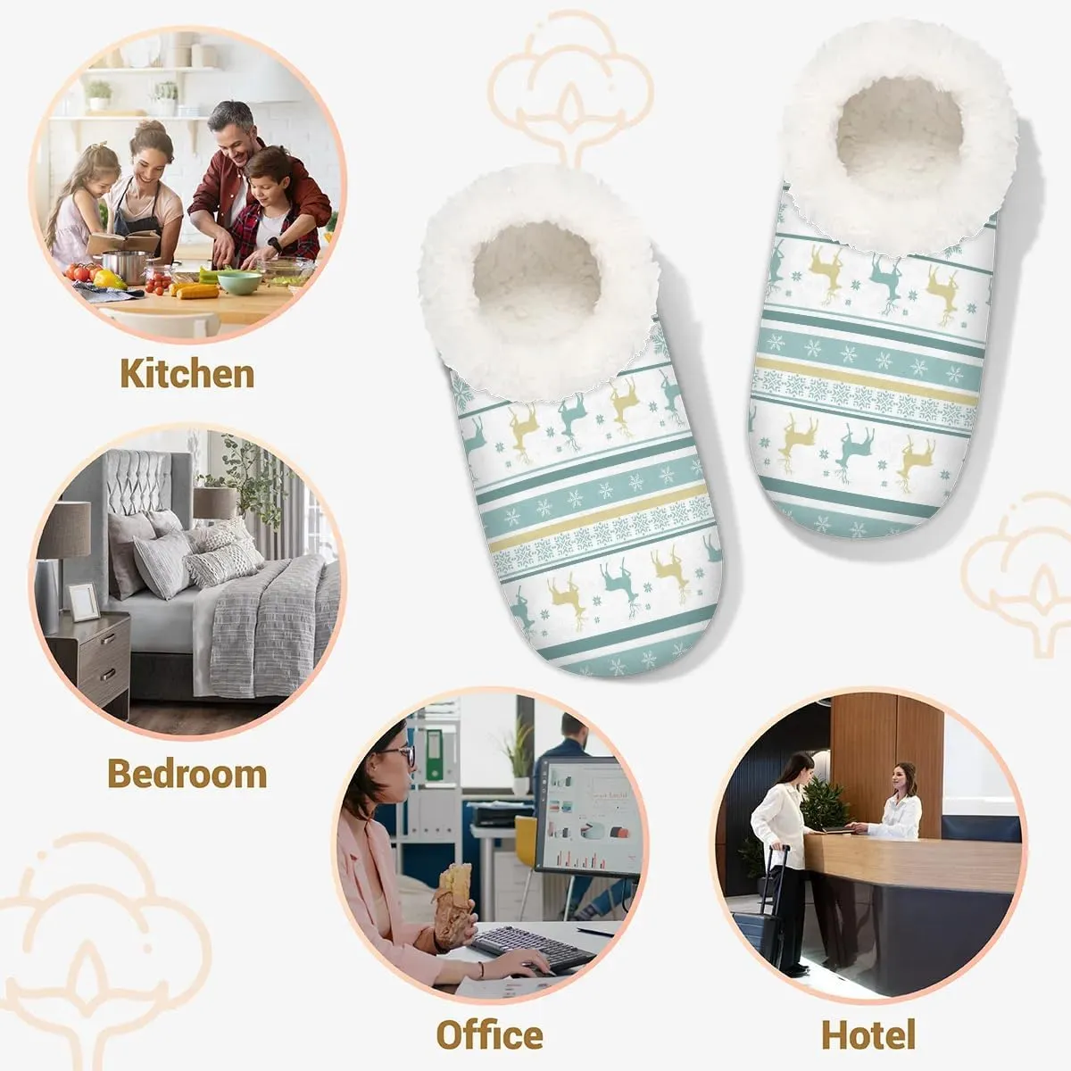 House Slippers for Women Men,Coral Fleece Fuzzy Slippers Socks,Memory Foam Non-Slip Indoor Outdoor Winter Bedroom Shoes
