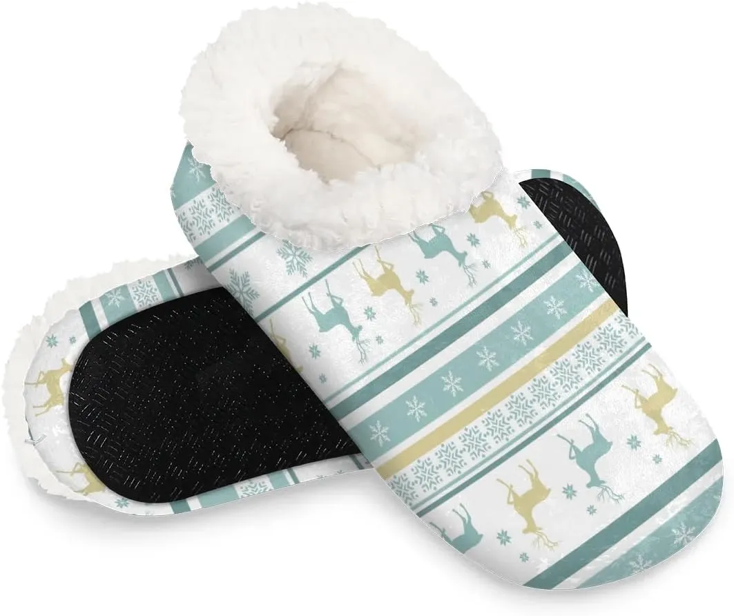 House Slippers for Women Men,Coral Fleece Fuzzy Slippers Socks,Memory Foam Non-Slip Indoor Outdoor Winter Bedroom Shoes