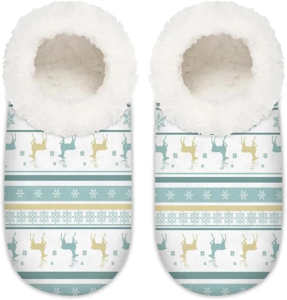 House Slippers for Women Men,Coral Fleece Fuzzy Slippers Socks,Memory Foam Non-Slip Indoor Outdoor Winter Bedroom Shoes