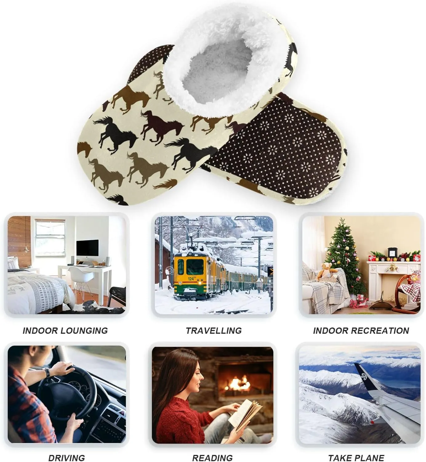 House Slippers Fuzzy Memory Foam Soft Slipper Socks for Woman Men