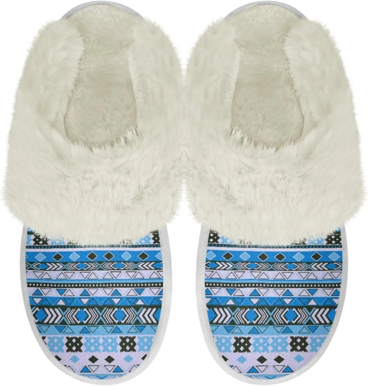 House Slippers Fuzzy Slip-on Slipper for Women Men Southwestern Aztec Slippers Warm Comfy Slippers Home Shoes