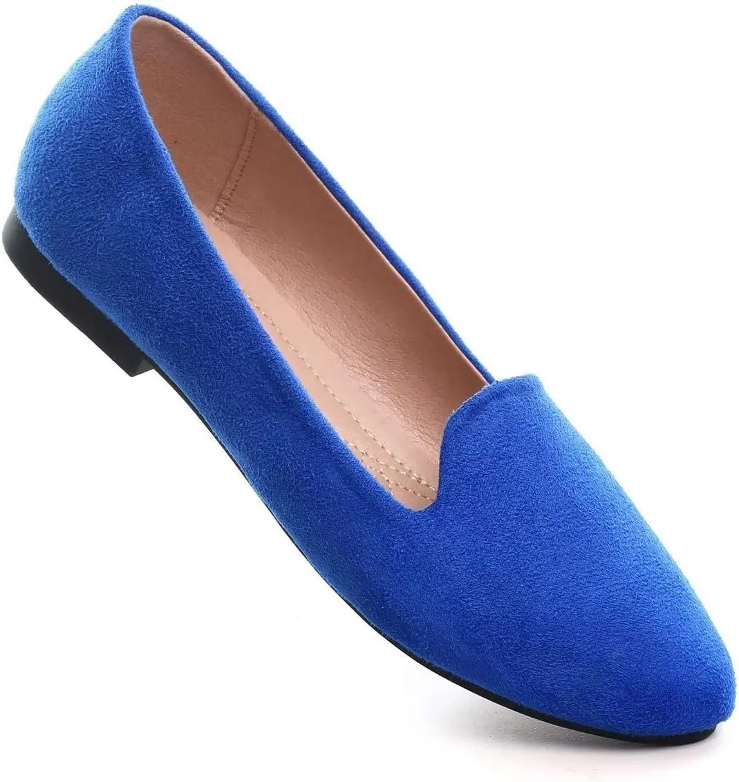 HuangTaiJi Qing Women's Flat Shoes Soft Suede Ballet Flats Classic Solid Color Business Slip-ons Ballerina Shoes