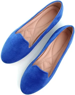 HuangTaiJi Qing Women's Flat Shoes Soft Suede Ballet Flats Classic Solid Color Business Slip-ons Ballerina Shoes