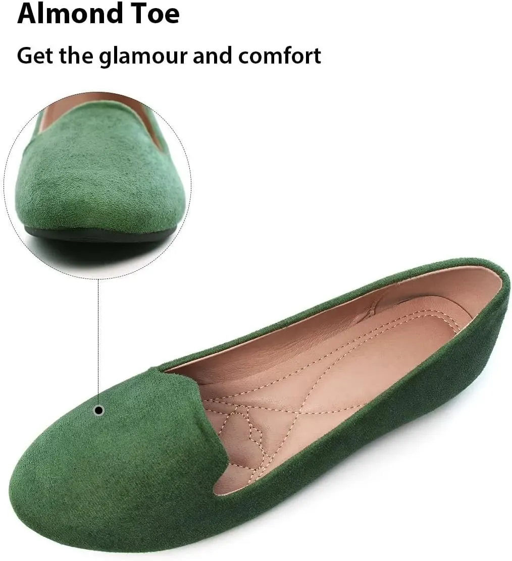 HuangTaiJi Qing Women's Flat Shoes Soft Suede Ballet Flats Classic Solid Color Business Slip-ons Ballerina Shoes