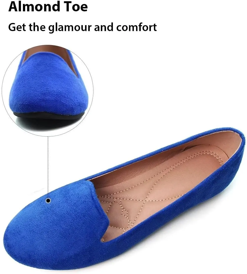 HuangTaiJi Qing Women's Flat Shoes Soft Suede Ballet Flats Classic Solid Color Business Slip-ons Ballerina Shoes