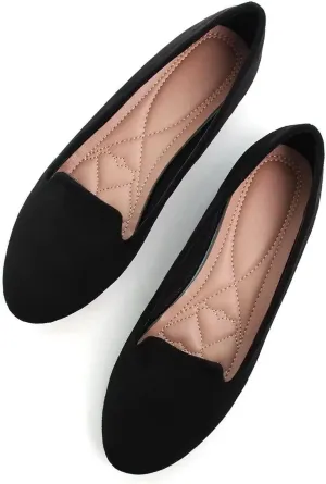 HuangTaiJi Qing Women's Flat Shoes Soft Suede Ballet Flats Classic Solid Color Business Slip-ons Ballerina Shoes