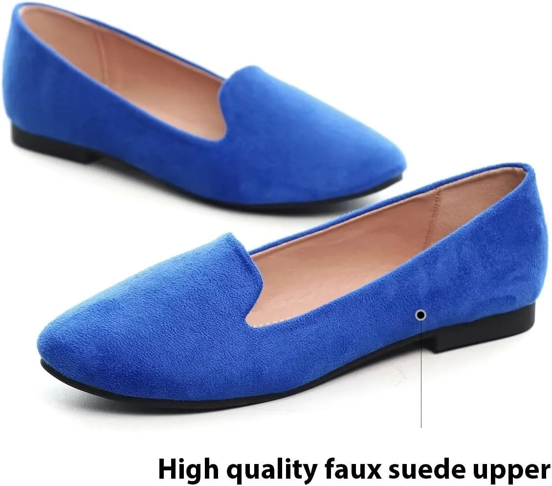 HuangTaiJi Qing Women's Flat Shoes Soft Suede Ballet Flats Classic Solid Color Business Slip-ons Ballerina Shoes