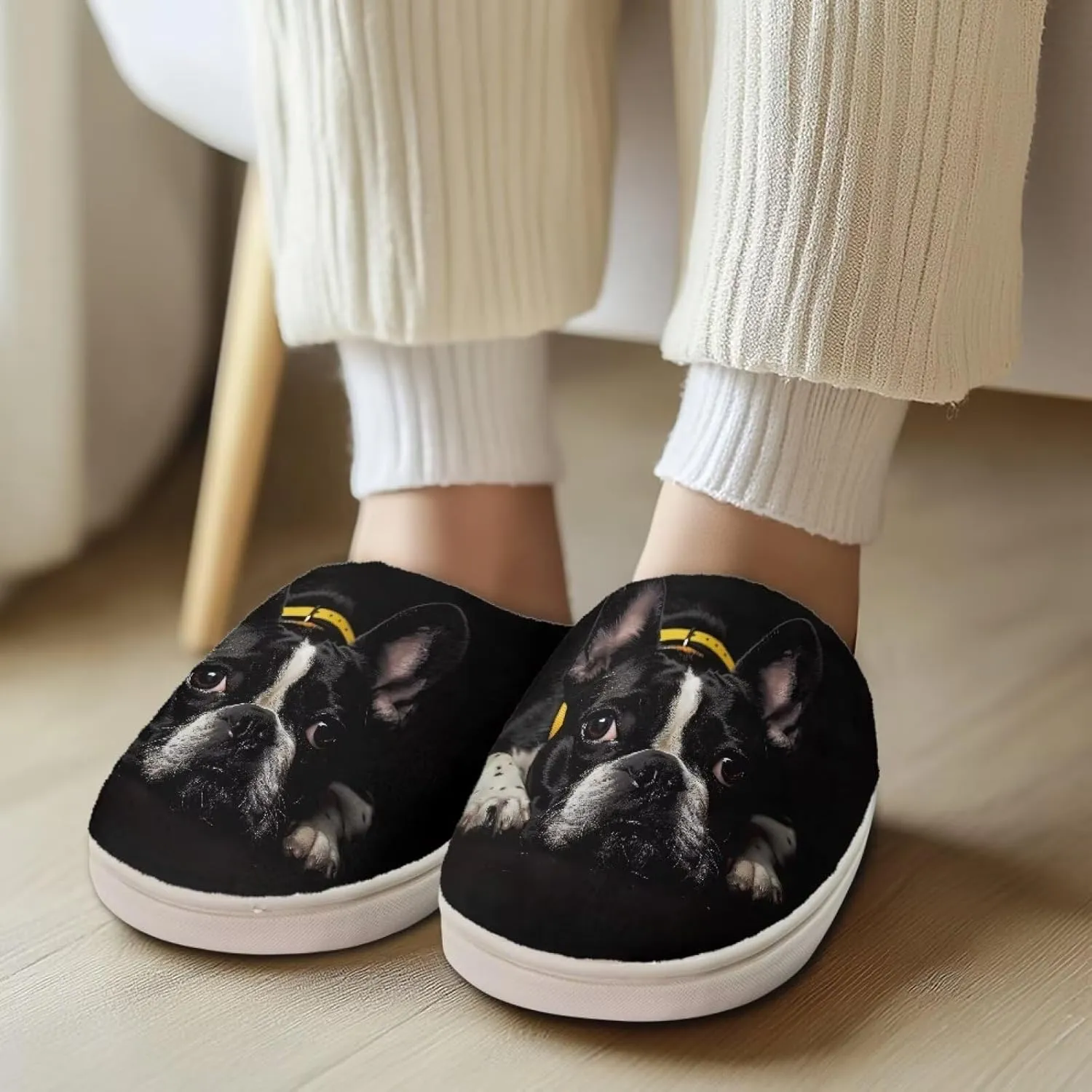 HUGS IDEA Slipper for Women Men Soft Scuff Slippers Anti-Slip Bedroom House Shoes Warm Cozy Plush