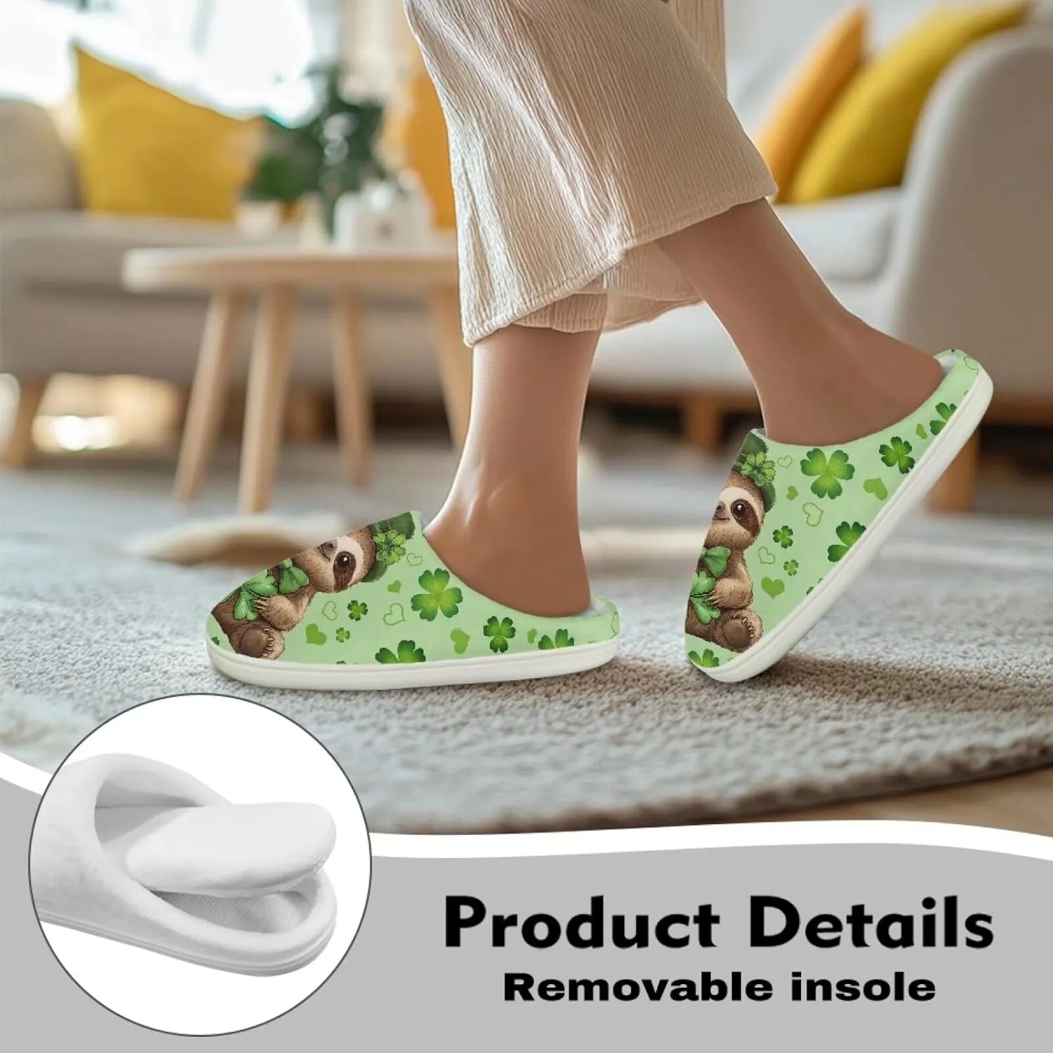 HUGS IDEA Slippers for Womens Warm Memory Foam Anti-Slip Cotton Slippers Home Bedroom Shoes Indoor Outdoor