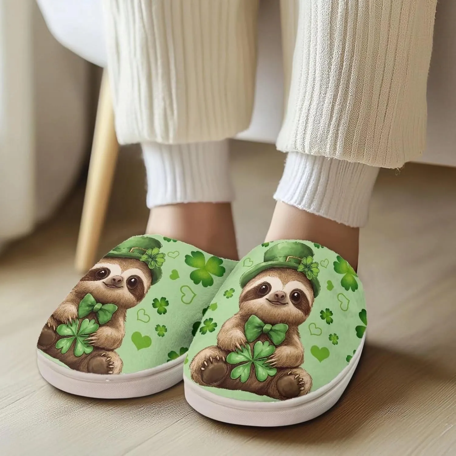 HUGS IDEA Slippers for Womens Warm Memory Foam Anti-Slip Cotton Slippers Home Bedroom Shoes Indoor Outdoor