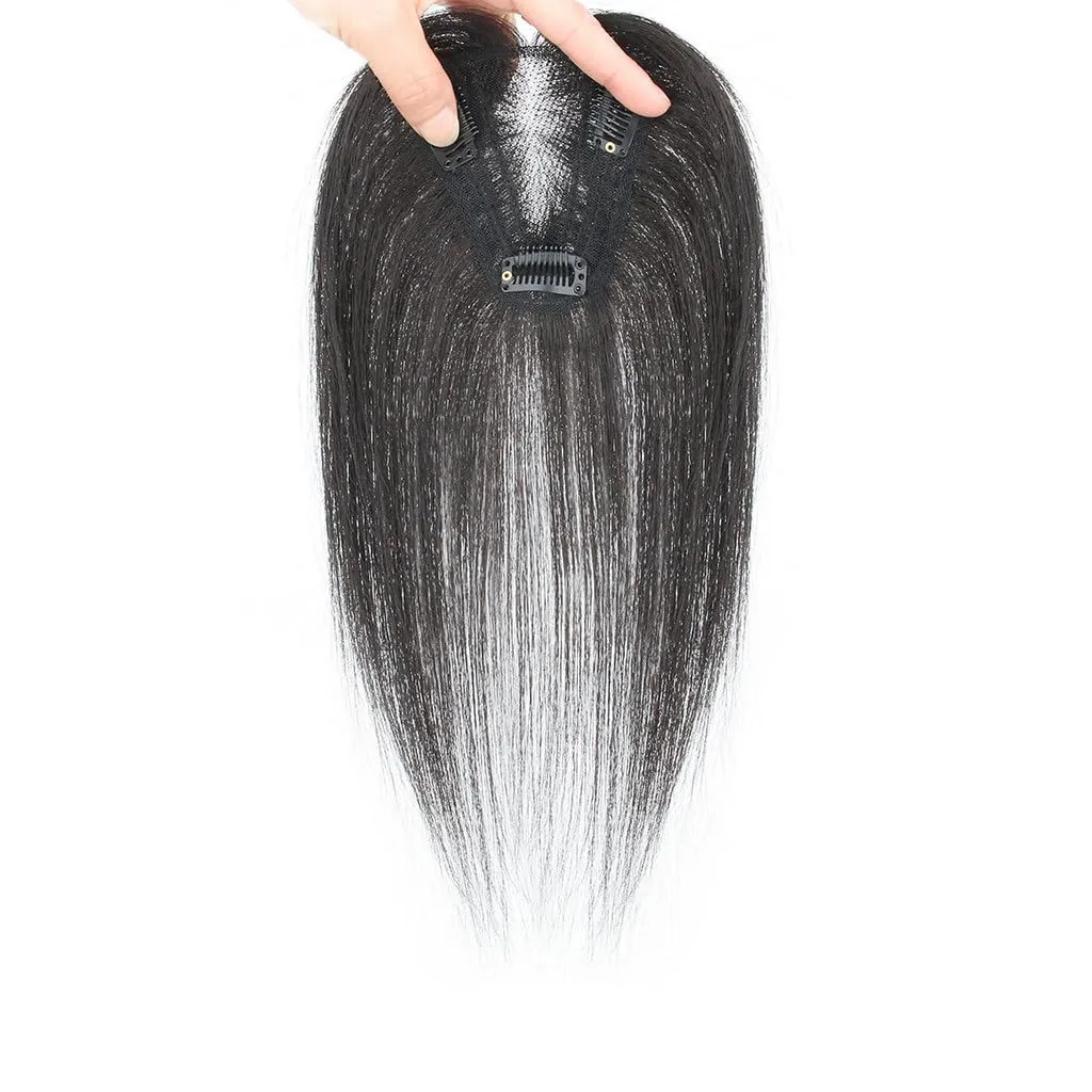 Human Hair Toppers for Women Swiss Base Clip in Topper Middle Part Straight Hair Toppers with Thinning Hair Hairpieces 7 * 9 25cm Natural Color